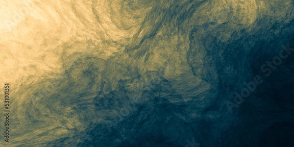 Fototapeta Abstract paint background by deep blue and gold color with liquid fluid texture in luxury concept.