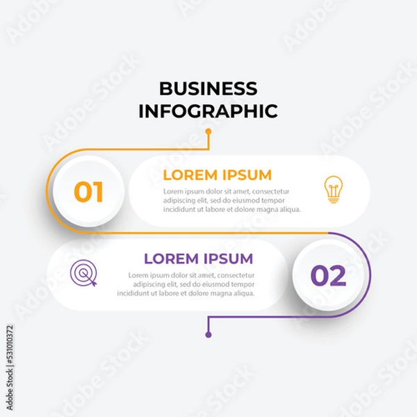 Fototapeta Thin line infographic template, business concept with 2 options, step or process