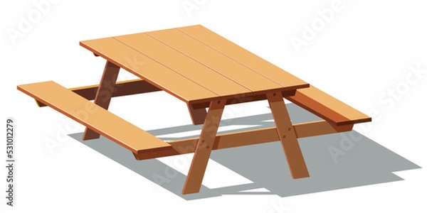 Obraz Wooden picnic table: Isometric vector illustration
