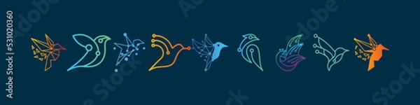 Fototapeta technology bird vector logo design collection, technology hummingbird