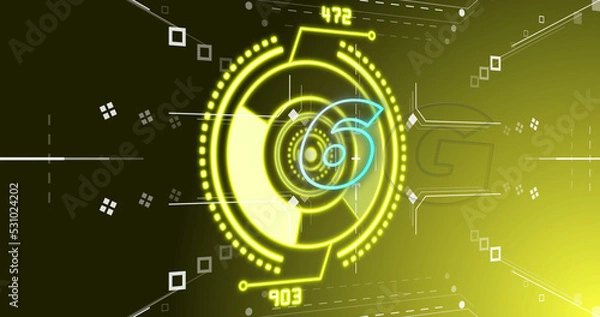 Fototapeta Image of 6g text over scope scanning