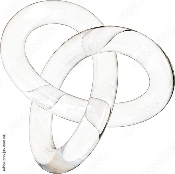 Fototapeta 3d rendering. Abstract geometric shapes illustration. Modern minimal glass objects isolated on transparent background