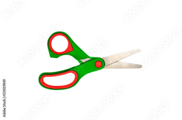 Obraz Green School or office scissors isolated on png