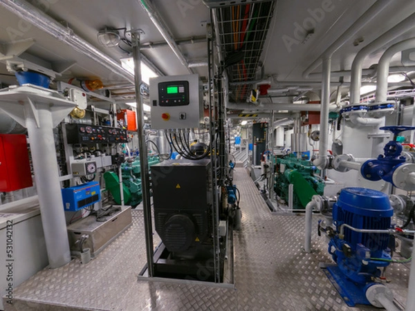 Obraz Engine room on a river or sea vessel
