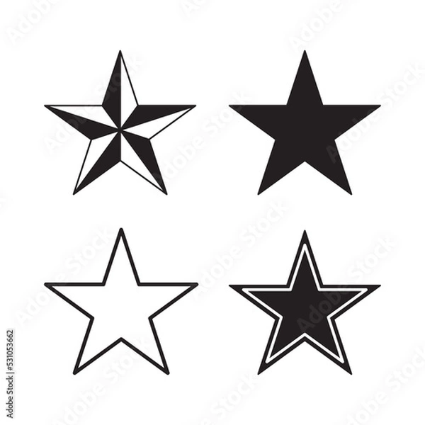 Fototapeta Star vector icons. Set of star symbols isolated on white background