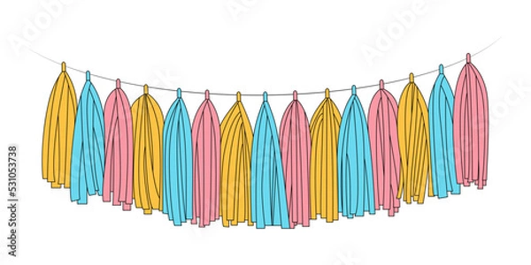 Obraz Tissue paper garland vector illustration.