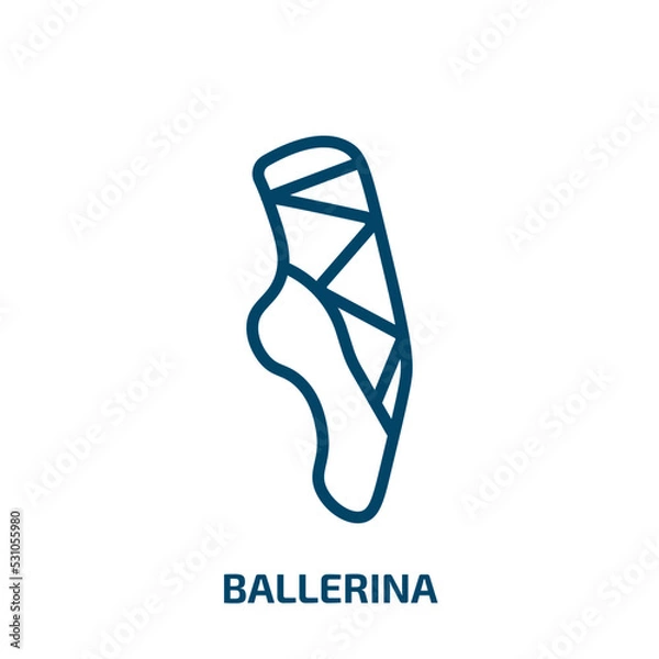Fototapeta ballerina icon from activity and hobbies collection. Thin linear ballerina, ballet, woman outline icon isolated on white background. Line vector ballerina sign, symbol for web and mobile