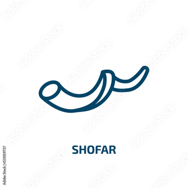 Fototapeta shofar icon from religion collection. Thin linear shofar, jewish, holiday outline icon isolated on white background. Line vector shofar sign, symbol for web and mobile