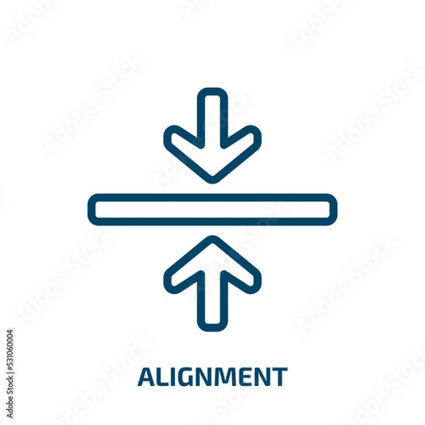 Fototapeta alignment icon from signs collection. Thin linear alignment, arrow, align outline icon isolated on white background. Line vector alignment sign, symbol for web and mobile