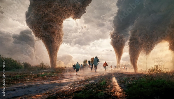 Fototapeta Destructive tornado