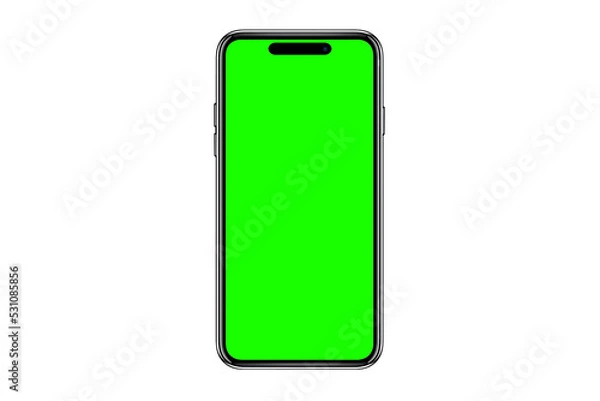 Fototapeta Smartphone frameless mockup. Studio shot of green screen smartphone with blank screen for Infographic Global Business web site design app, Content for technology - include clipping pat.