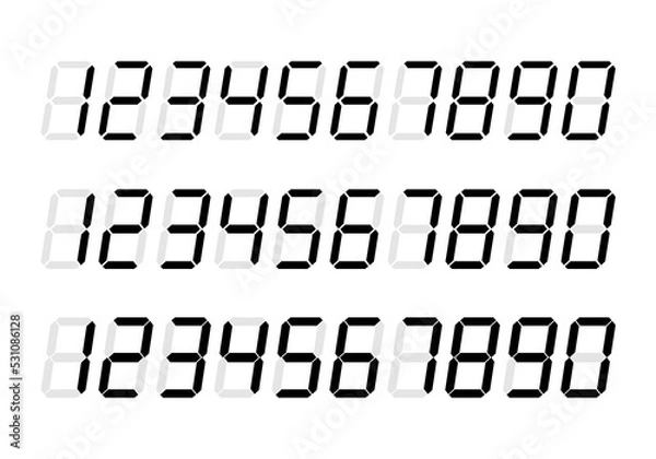 Obraz Digital number italic vector isolated on white background.Calculator digital numbers.Led digit set.
