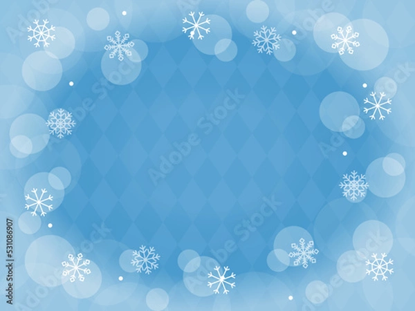 Fototapeta 雪のパーティクル背景　横位置　ブルー