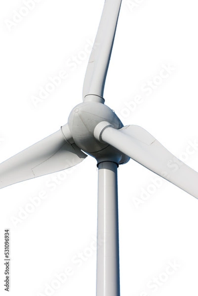 Fototapeta Big white windmill with blue and clear sky