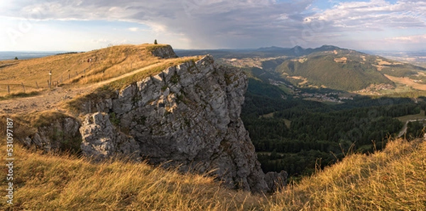 Fototapeta Jura Mountains, view from Mont d'Or to Mont Suchet and Jougne, French-Swiss border