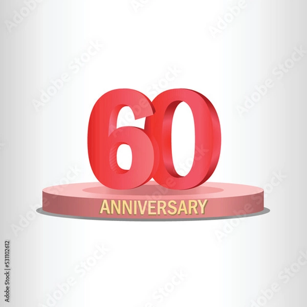 Fototapeta 60th anniversary design with stage, high quality vector, eps10