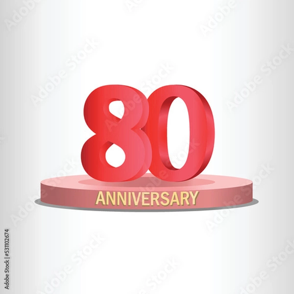Fototapeta 80th anniversary design with stage, high quality vector, eps10