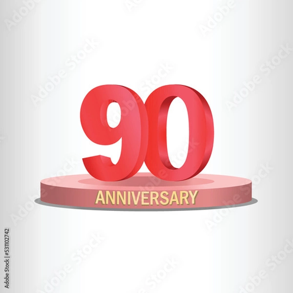 Fototapeta 90th anniversary design with stage, high quality vector, eps10
