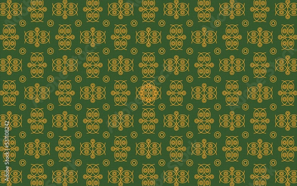 Obraz texture of pattern consists of orange elements like owls circles and dots with green background and special center piece graphic artwork illustration design wallpaper