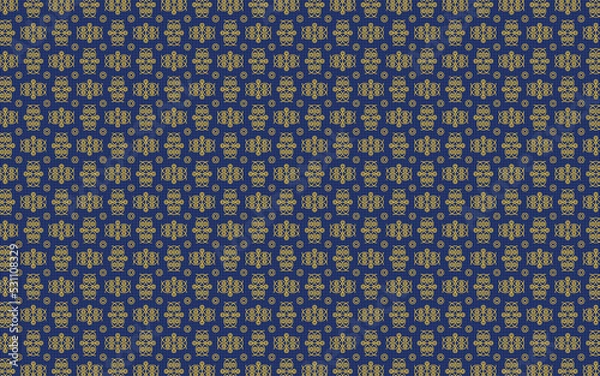 Obraz pattern of yellow elements like owls circles and dots with blue background graphic artwork design texture wallpaper 