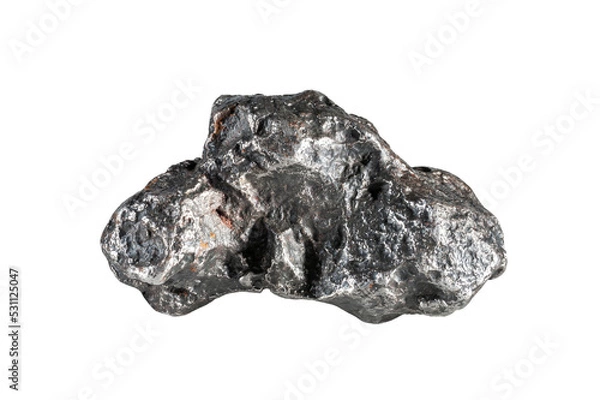 Fototapeta A sample of a natural mineral Iron meteorite melted fragment. Museum Mineral Series. Mineralogical sample on white