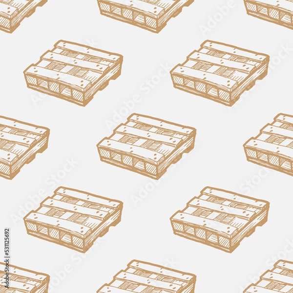 Fototapeta logistic pallet sketch vector seamless pattern on white background