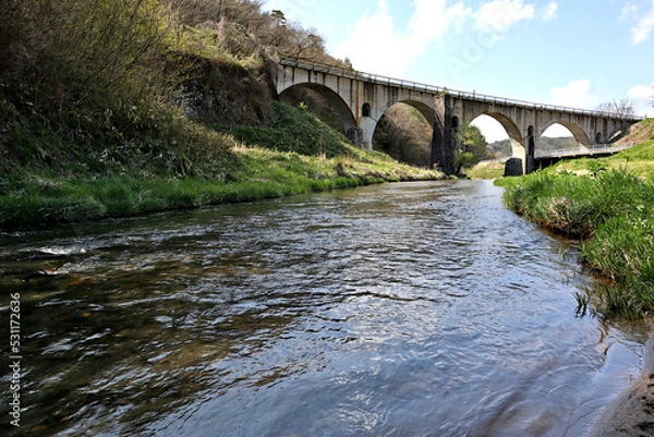 Fototapeta 岩手県遠野にあるメガネ橋