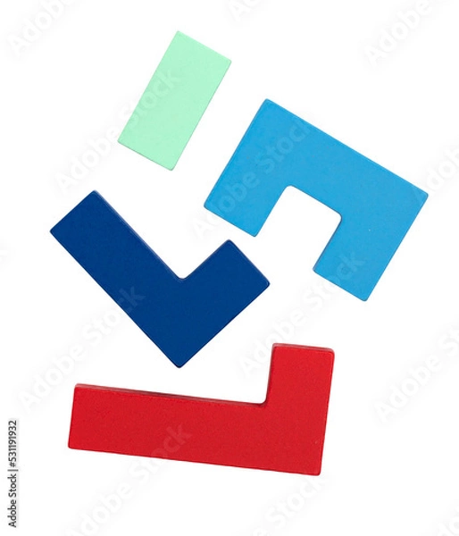 Fototapeta Different multicolored wooden blocks isolated on transparent background