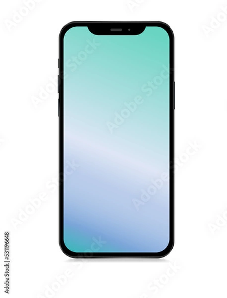 Fototapeta Isolated realistic black phone with shadow.Black tablet with screen