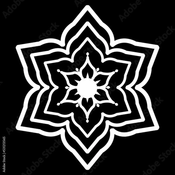 Fototapeta White Flower mehndi pattern for Henna drawing and tattoo.Mandala coloring book simple and basic for beginners, seniors and children. 