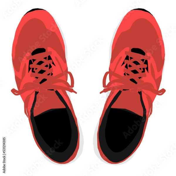 Fototapeta 上から見た赤いスニーカーのイラスト