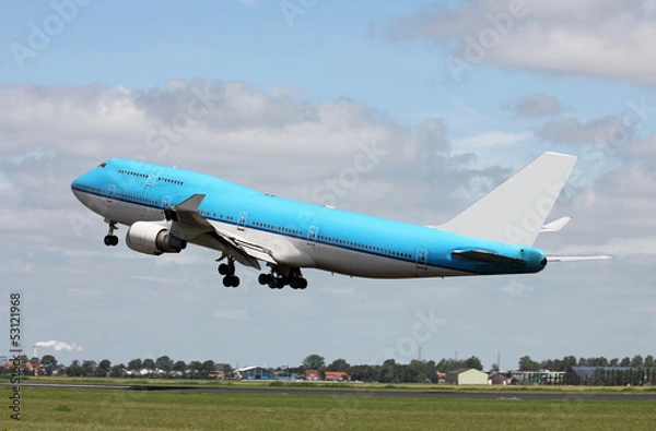 Obraz big blue plane taking off
