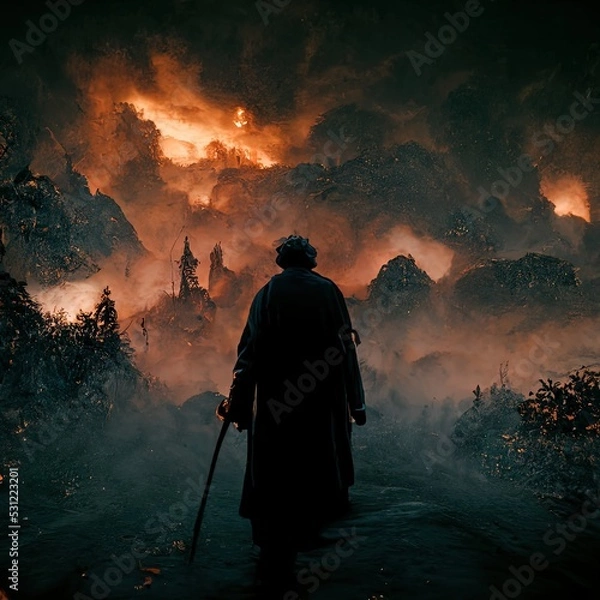 Fototapeta Digital rendered figured. Mystical. Dark. Fantasy chaotic texture .