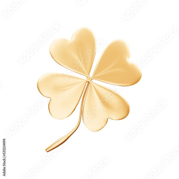 Obraz Golden clover leaf 3d rendering illustration