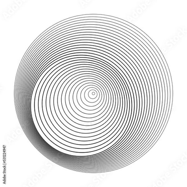 Fototapeta abstract circles lines pattern round frame black isolated on transparent background in concept luxury, digital, technology, modern, science.