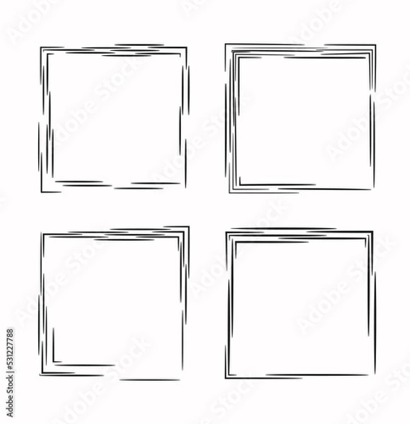 Fototapeta Irregular sketched squares. Vector set of doodle rectangular frames.