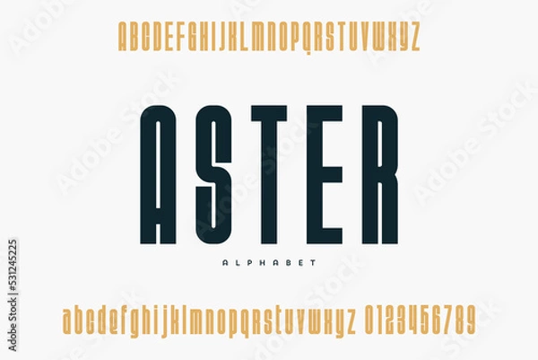 Fototapeta Abstract Fashion font alphabet. Minimal modern urban fonts for logo, brand etc. Typography typeface uppercase lowercase and number. vector illustration