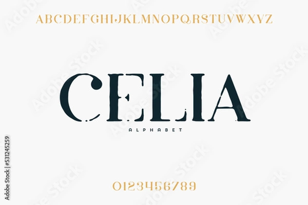 Fototapeta Abstract Fashion font alphabet. Minimal modern urban fonts for logo, brand etc. Typography typeface uppercase lowercase and number. vector illustration