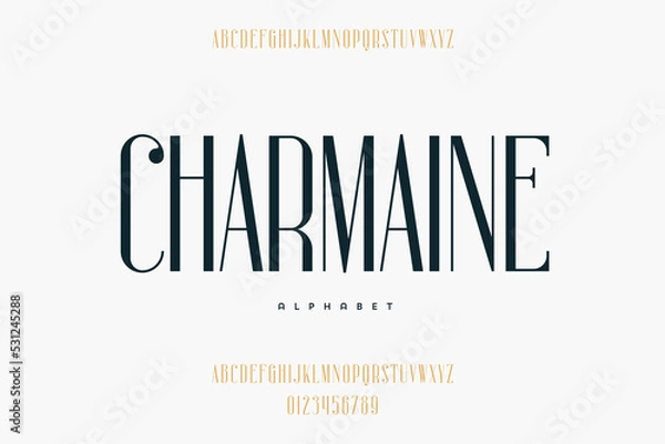 Fototapeta Abstract Fashion font alphabet. Minimal modern urban fonts for logo, brand etc. Typography typeface uppercase lowercase and number. vector illustration