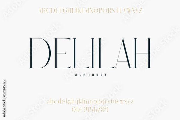Fototapeta Abstract Fashion font alphabet. Minimal modern urban fonts for logo, brand etc. Typography typeface uppercase lowercase and number. vector illustration