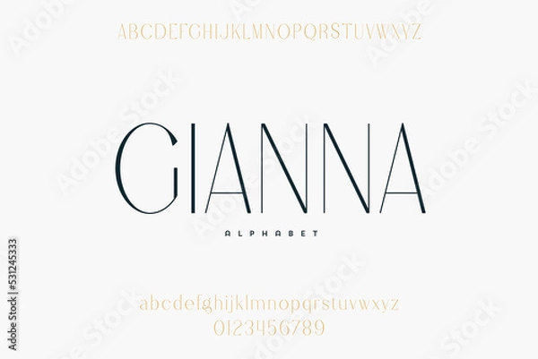 Fototapeta Abstract Fashion font alphabet. Minimal modern urban fonts for logo, brand etc. Typography typeface uppercase lowercase and number. vector illustration