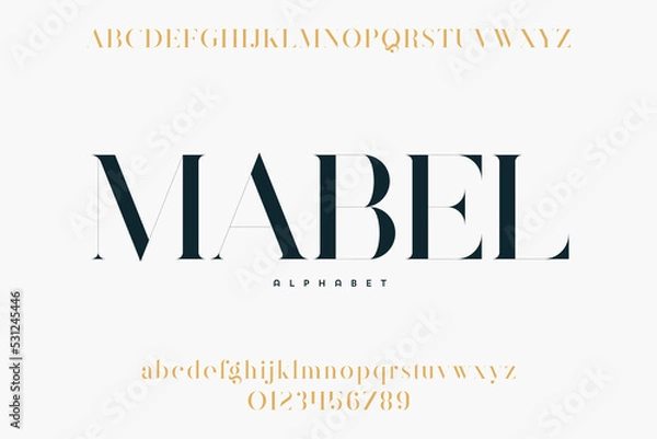 Fototapeta Abstract Fashion font alphabet. Minimal modern urban fonts for logo, brand etc. Typography typeface uppercase lowercase and number. vector illustration