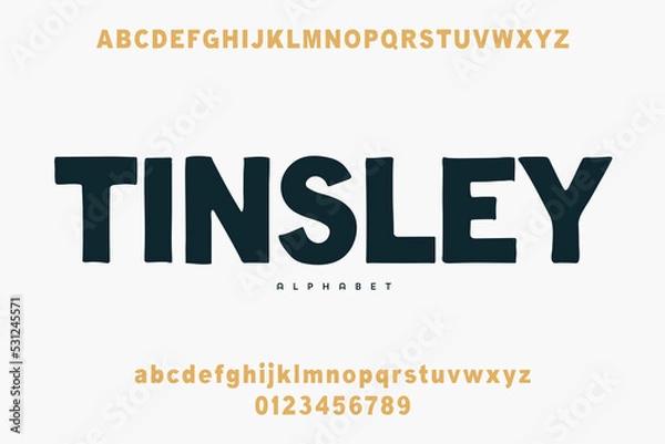 Fototapeta Abstract Fashion font alphabet. Minimal modern urban fonts for logo, brand etc. Typography typeface uppercase lowercase and number. vector illustration