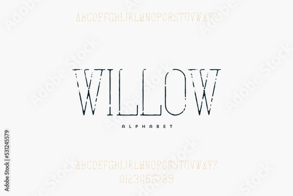 Fototapeta Abstract Fashion font alphabet. Minimal modern urban fonts for logo, brand etc. Typography typeface uppercase lowercase and number. vector illustration