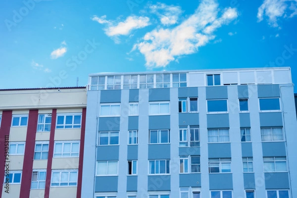 Fototapeta reflections of buildings in A Coruña city