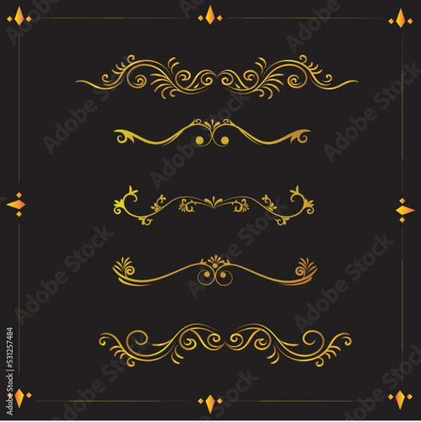Fototapeta Gold Luxury Swirl Divider Ornament set