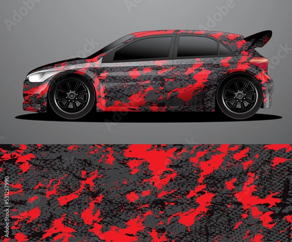 Obraz Rally car decal graphic wrap vector, abstract background