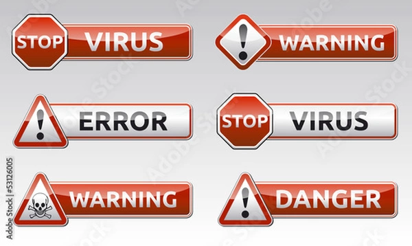 Obraz Virus warnig icon symbol, sign collection