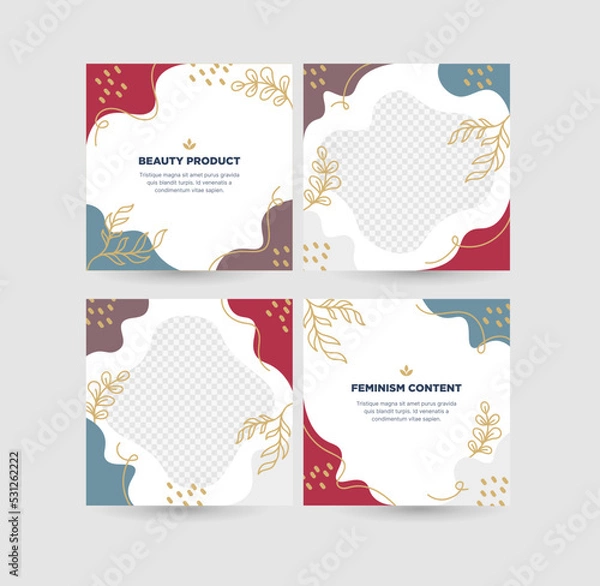 Fototapeta Flat and Fun Liquids Social Media Post Template Suitable for Women's Products like lipstick, powder, creams