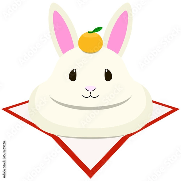 Obraz 兎の姿をした鏡餅のイラスト